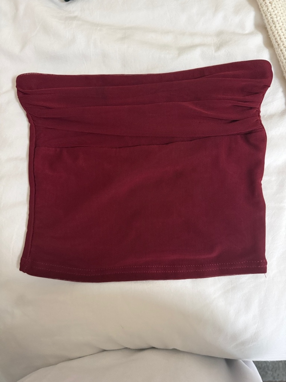 Edikted Burgundy Strapless Crop Top